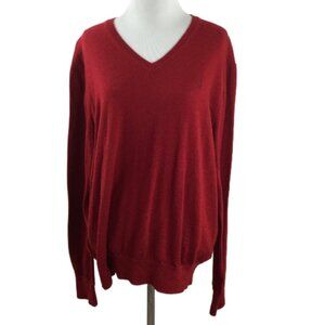 Polo Ralph Lauren Merino Wool Red V-Neck Sweater l